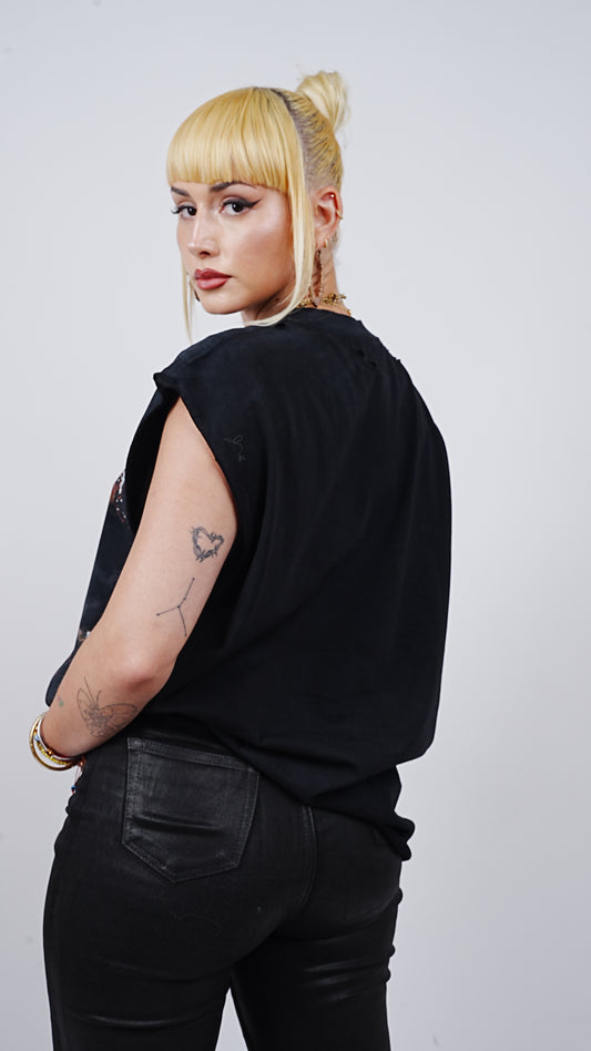 Women's Black Waxed Stacked Flared Denim Jeans