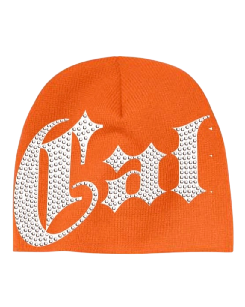 CALIEF RHINESTONE BEANIE - ORANGE