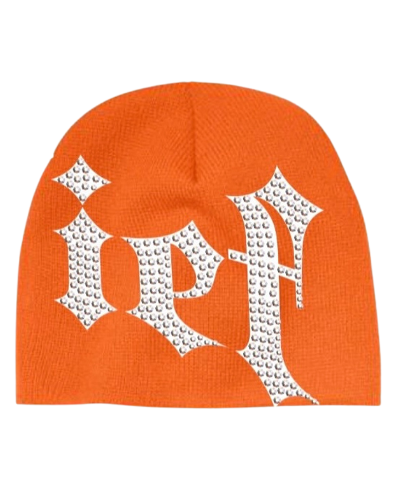 CALIEF RHINESTONE BEANIE - ORANGE
