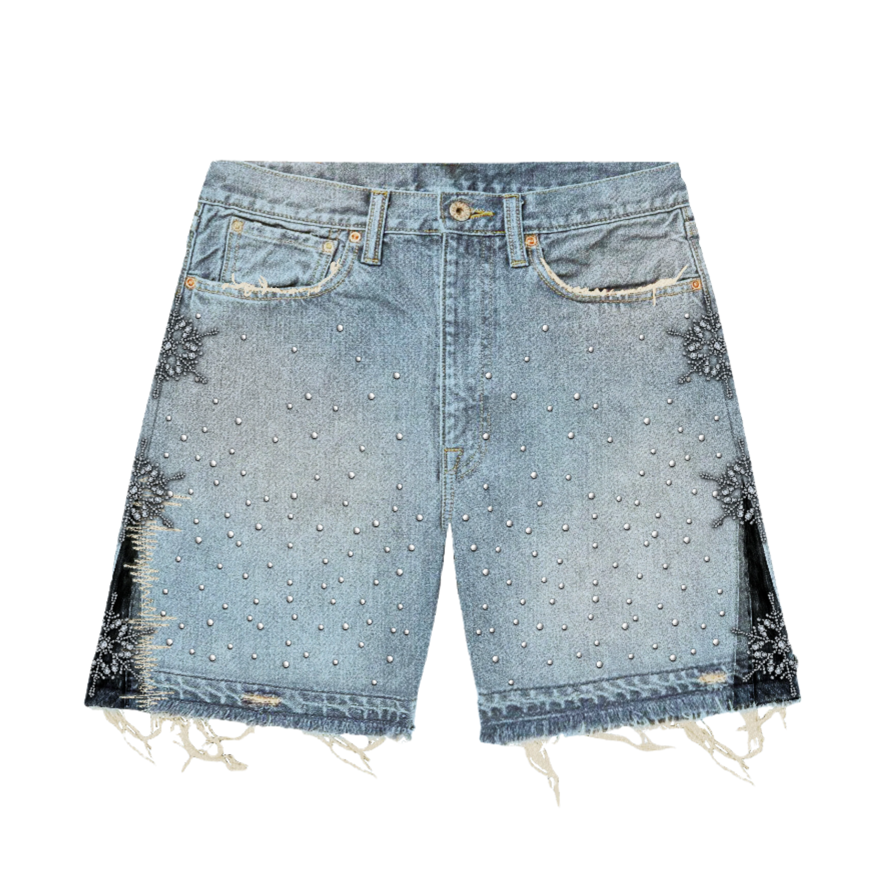 CALIEF RHINESTONE DENIM SHORTS